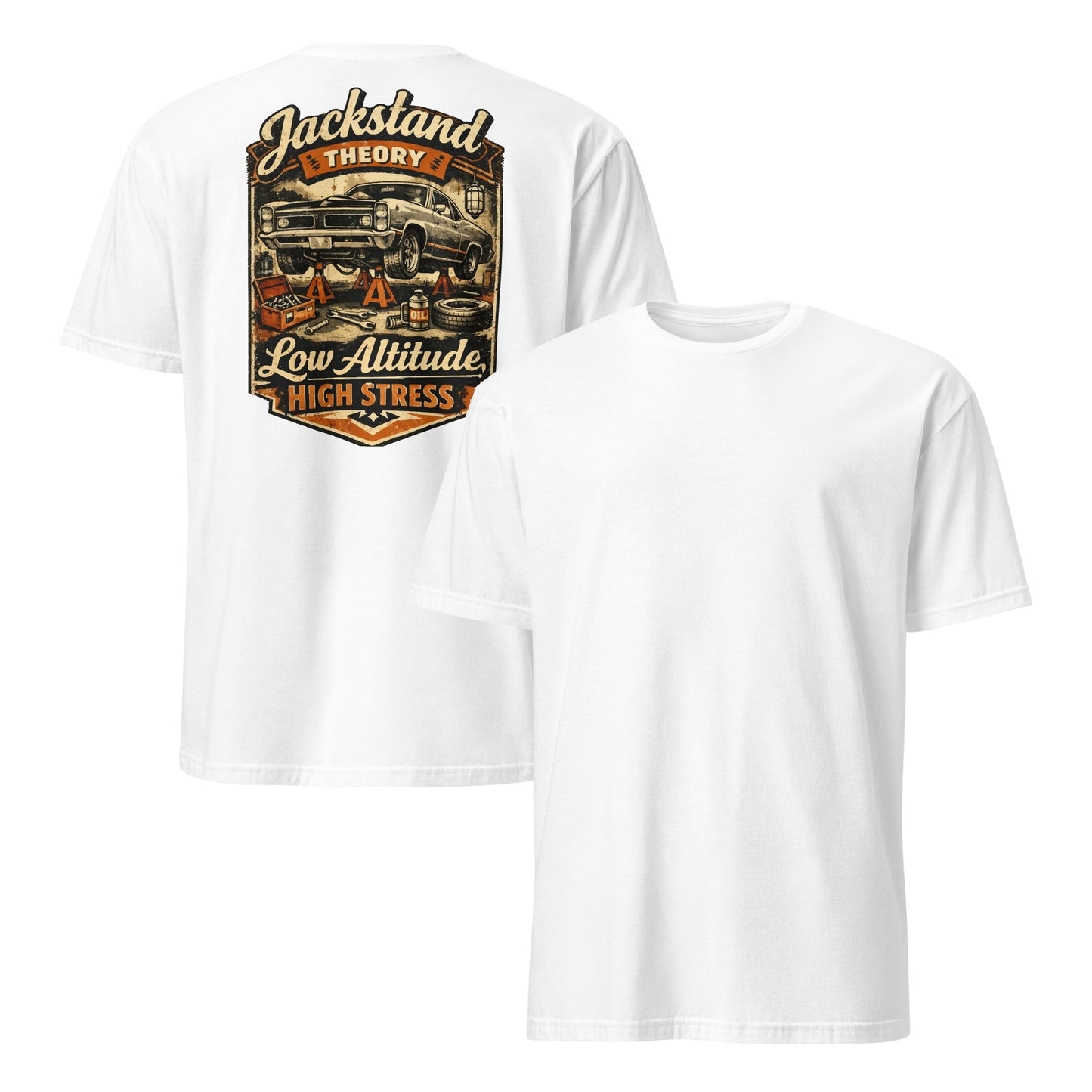 Jackstand Theory - Low Altitude, High Stress Vintage Garage Tee - Jackstand Theory